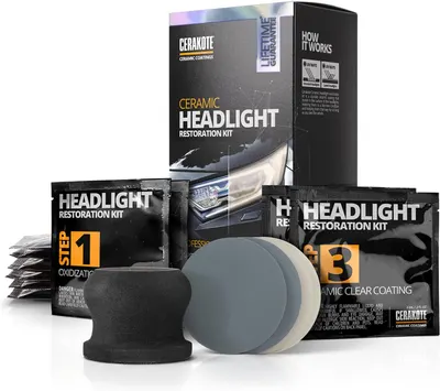 Shows all the items included in the headlight restoration kit, helping customers understand what they'll receive and the completeness of the product.