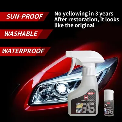 Highlights multiple key features of the headlight restoration product to demonstrate its durability and ease of maintenance.