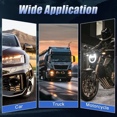 Demonstrates the versatility of the product across different types of vehicles, showing it can be used for cars, trucks, and motorcycles.