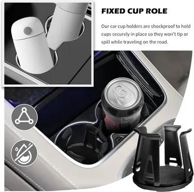 Highlights the car cup holders' ability to securely hold cups and prevent spills while driving, providing peace of mind to drivers.