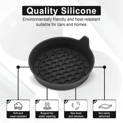 Highlights multiple benefits of the silicone product, emphasizing its quality, eco-friendliness, heat resistance, and suitability for both cars and homes.