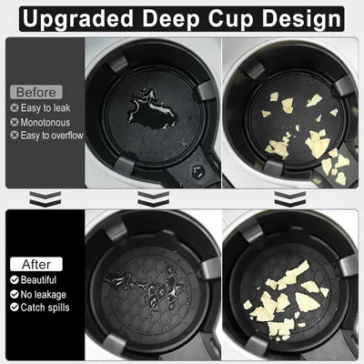 Demonstrates the improved functionality of the new cup design, highlighting its ability to prevent leaks and spills compared to the old design.