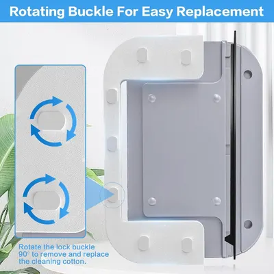 Highlights the product's rotating buckle feature for easy replacement of cleaning cotton, emphasizing convenience and user-friendliness.