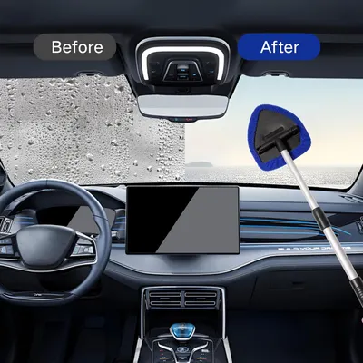 Demonstrates the effectiveness of the product in clearing foggy or water-covered windshields, improving visibility and safety while driving.