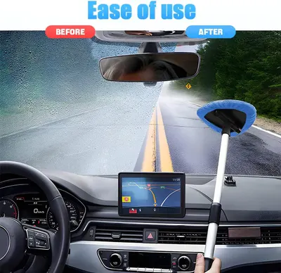 Demonstrates the effectiveness of the product in improving visibility while driving in rainy conditions. Shows how simple it is to use the product to clean the windshield, improving driver safety.