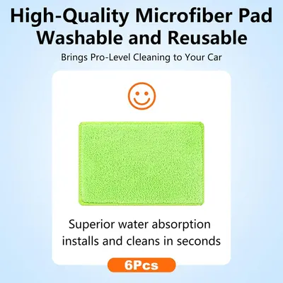 Highlights the microfiber pad's superior water absorption capability, emphasizing its effectiveness for quick and efficient cleaning.