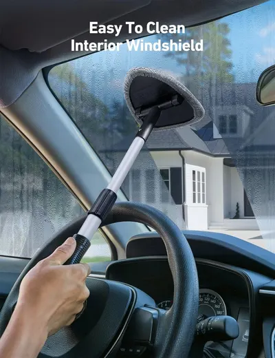 Demonstrates the product's ability to easily clean the interior windshield of a car, addressing a common pain point for drivers.