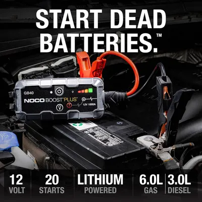 Highlights the product's ability to jump start dead car batteries, emphasizing its power and reliability in emergency situations.