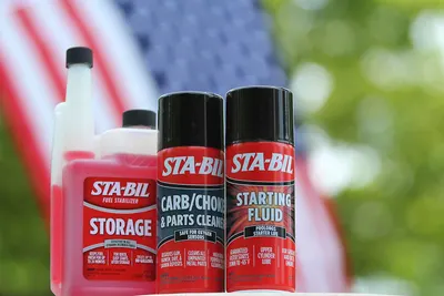 Showcases the range of STA-BIL products available for different automotive maintenance needs, emphasizing the brand's comprehensive solutions.