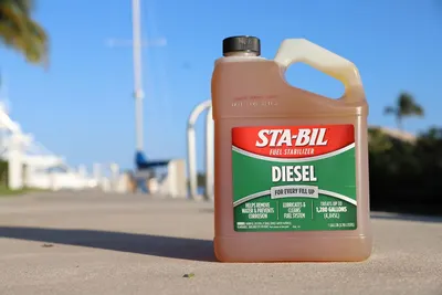Shows the product in a marine setting to emphasize its relevance for boat owners and marine applications. Highlights multiple benefits of the product for diesel fuel systems, including water…