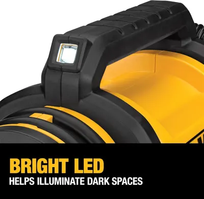 Highlights the product's built-in LED light feature to illuminate dark spaces, enhancing its utility and convenience.