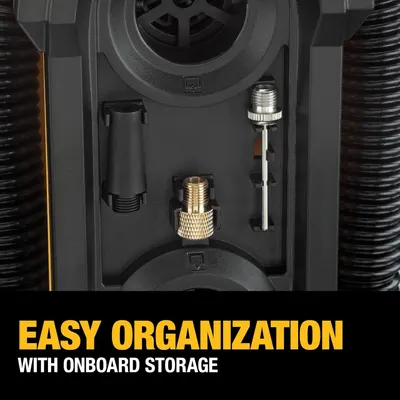 Highlights the product's built-in storage compartment for accessories, emphasizing convenience and organization.