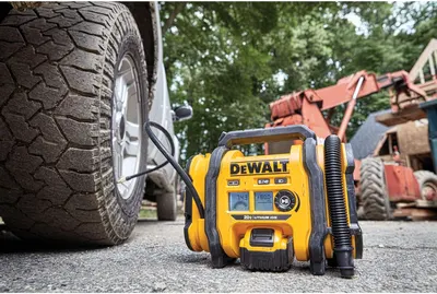 Demonstrates the product's versatility in various work environments, showing it can be used for inflating tires on vehicles and at construction sites.
