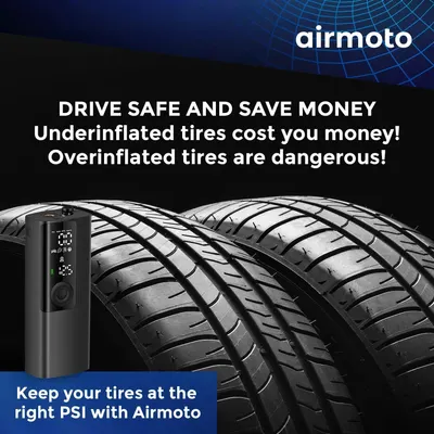 Emphasizes the safety and cost-saving benefits of maintaining proper tire pressure using the Airmoto product. Highlights the key benefit of the Airmoto product in maintaining optimal tire pressure…