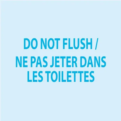 Instructs users not to flush certain items down the toilet, promoting proper waste disposal and preventing plumbing issues.