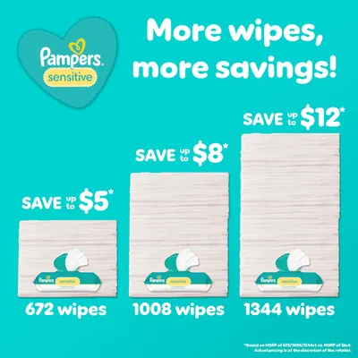 Demonstrates how buying larger quantities of wipes results in greater savings, encouraging bulk purchases.