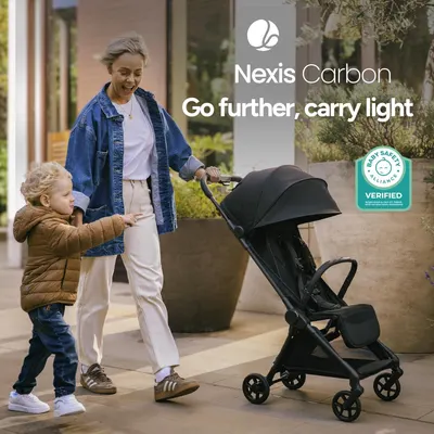 Emphasizes the stroller's lightweight and portable nature, making it easy for parents to travel and move around with their children. Reassures parents about the stroller's safety by displaying the…
