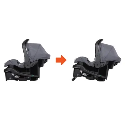 Demonstrates the proper installation method for the car seat, showing how it securely attaches to the vehicle.