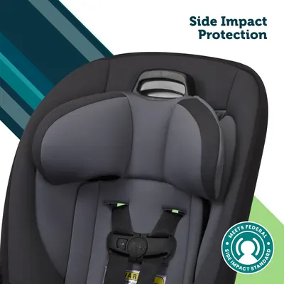 Highlights the car seat's side impact protection feature to reassure parents about their child's safety in the event of a collision.