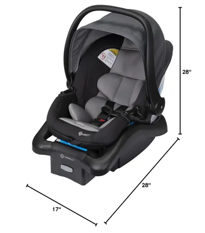 Provides exact measurements of the car seat to help shoppers understand its size and fit.