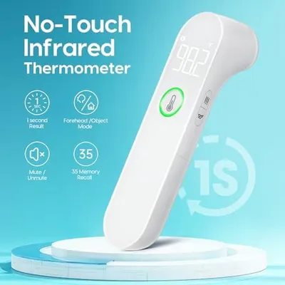 Highlights multiple key features of the infrared thermometer to showcase its versatility and convenience for users.