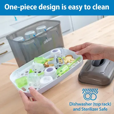 Highlights the product's one-piece design that makes it easy to clean, emphasizing convenience for parents. Informs customers that the product is safe to clean in dishwashers and sterilizers,…