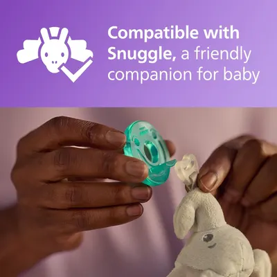 Informs parents that the product is compatible with the Snuggle toy, reassuring them of its safety and suitability for their baby.