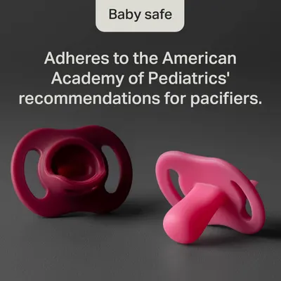 Reassures parents that the pacifiers meet safety standards and are recommended by pediatricians.