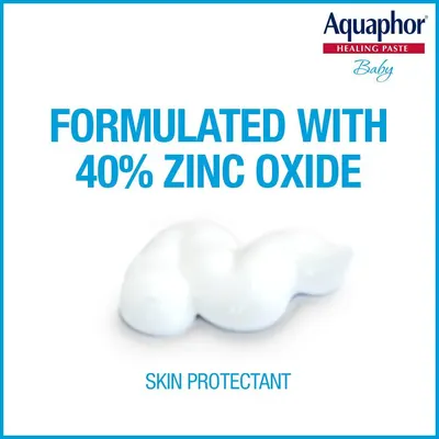 Highlights the key active ingredient (40% zinc oxide) to emphasize the product's effectiveness as a skin protectant for babies.