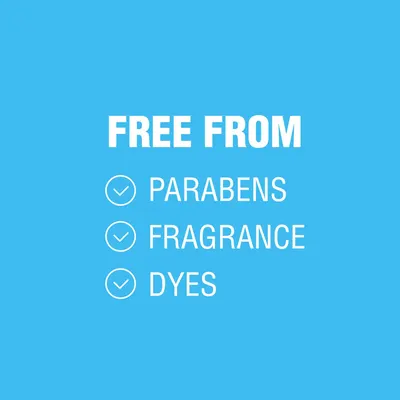 Highlights that the product is free from parabens, fragrance, and dyes, reassuring customers about its safety and purity.