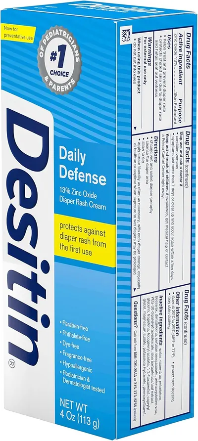 Secondary Images for Desitin Daily Defense Baby Diaper Rash Cream with Zinc Oxide to Treat