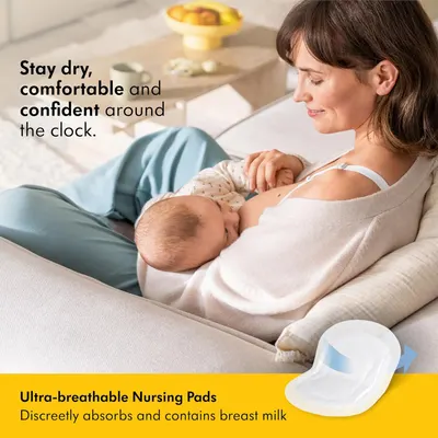Highlights the product's ability to keep nursing mothers dry, comfortable, and confident while breastfeeding.