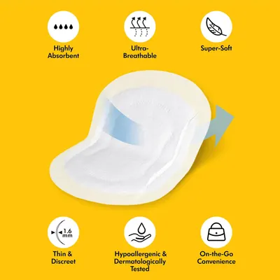 Highlights multiple key features and benefits of the sanitary pad to demonstrate its overall quality and suitability for various needs.