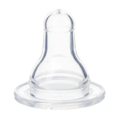 Shows the specific shape and size of the bottle nipple to help parents understand its design and suitability for their baby.