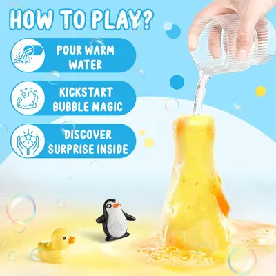 Explains the simple steps to use the bubble bath toy, making it easy for parents to understand how the product works.