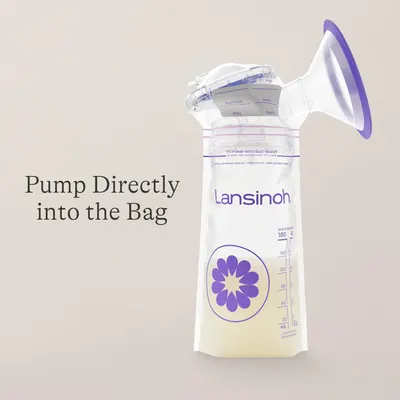 Highlights the convenience of pumping breast milk directly into the storage bag, saving time and reducing mess for nursing mothers.