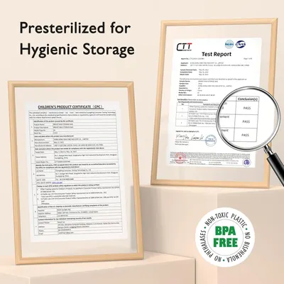 Reassures customers about the product's safety and hygienic properties, highlighting its presterilized nature and compliance with safety standards.