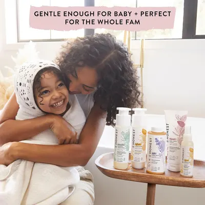 Emphasizes that the product line is gentle enough for babies but suitable for the whole family, appealing to parents looking for safe and versatile skincare products.