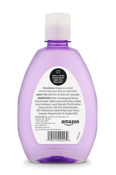 Provides safety information and ingredient list to reassure parents about the product's suitability for use on babies.