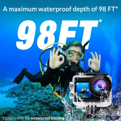 Highlights the product's exceptional waterproof capability, emphasizing its suitability for deep underwater use.