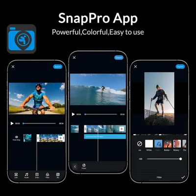 Showcases multiple features of the SnapPro App, highlighting its power, visual appeal, and user-friendliness to attract potential users.