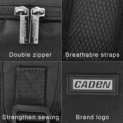 Highlights multiple quality features of the bag to demonstrate its durability, comfort, and brand reliability.