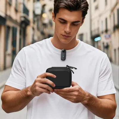 Demonstrates the product's portability and ease of use in everyday urban environments. Shows how the product can be used hands-free while out and about, highlighting its convenience for mobile…