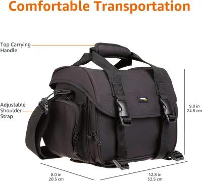 Provides exact measurements of the camera bag to help shoppers understand its size and carrying capacity.