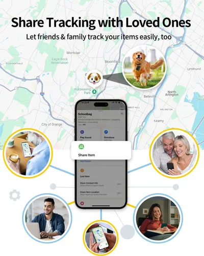 Demonstrates how the product can be used to share tracking information with family and friends, highlighting its versatility for different users and situations.