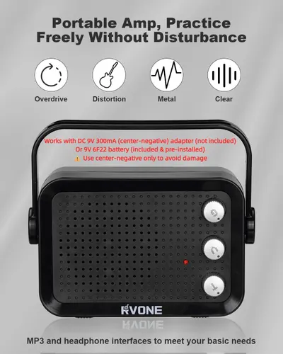 Highlights the amp's portability and versatile sound effects to appeal to musicians looking for a practice solution.