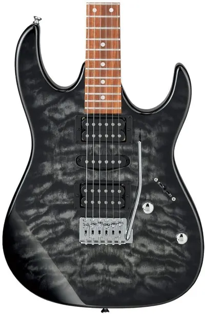Showcases the electric guitar's design and features in a clear, detailed view to appeal to musicians and guitar enthusiasts.