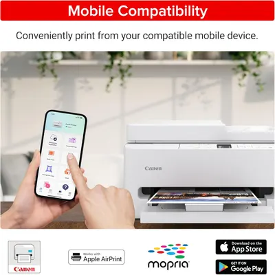 Demonstrates that the printer is compatible with mobile devices, allowing convenient printing from smartphones.