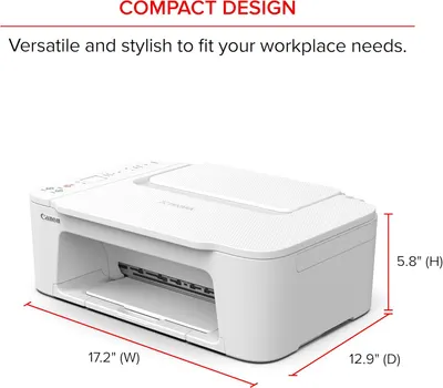 Emphasizes the printer's small size to show it fits easily in workspaces.