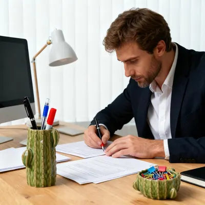 Shows the product in use within a real office environment, demonstrating its practicality and suitability for professional workspaces.